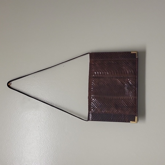La Belle Genuine Brown Snakeskin leather Clutch Purse / Shoulder Bag . - Picture 3 of 14